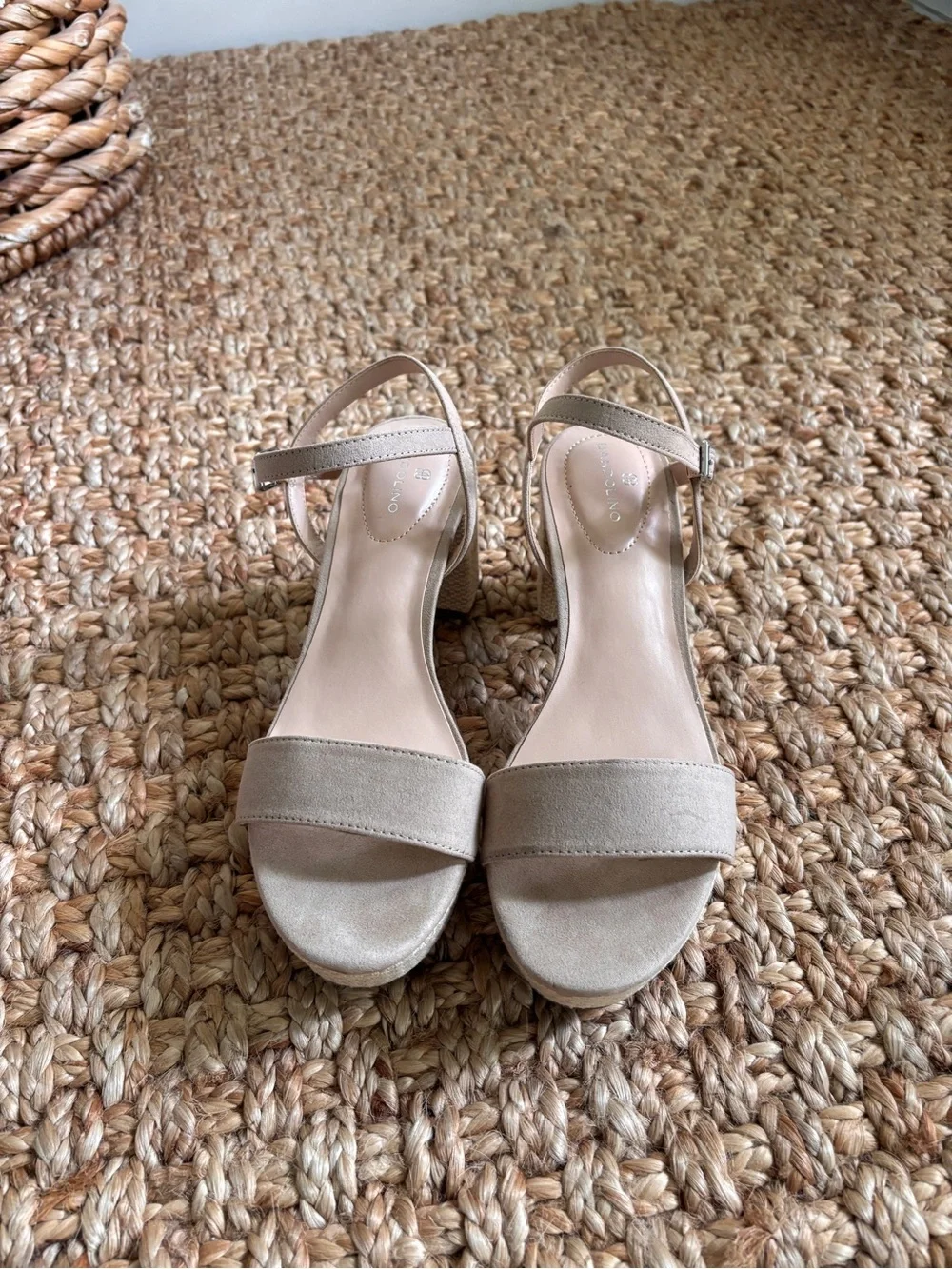Bandolino Taupe Platform Espadrille Block Heel Sandals